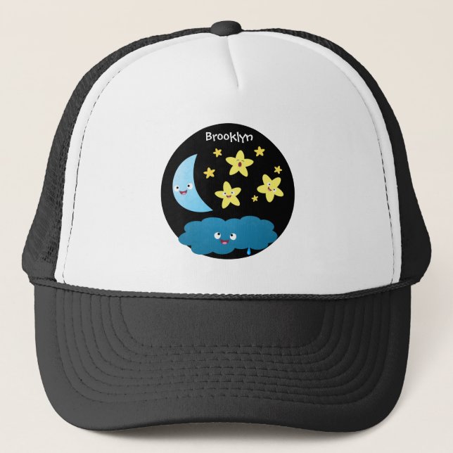Casquette Mignons étoiles chantant, lune et bande dessinée d (Devant)
