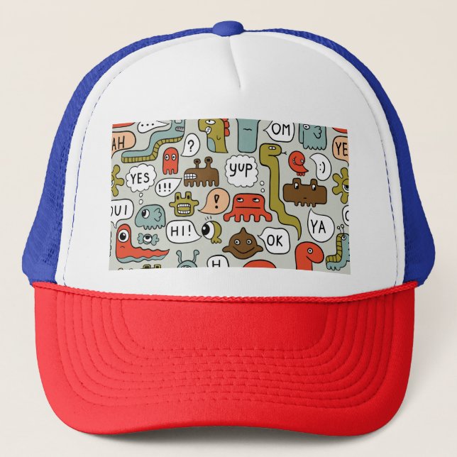 Casquette Mignons monstres de dessin : Arrière - plan sans c (Devant)