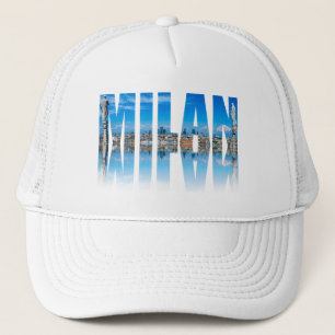 Casquette Milan étiquette composé de Milan skyline en Italie