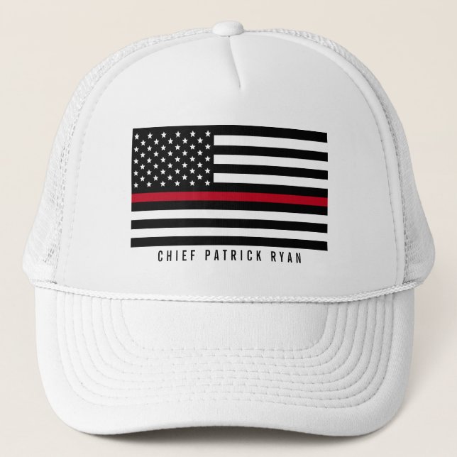 Casquette Mince Red Line Firefighter American Flag Monogramm (Devant)