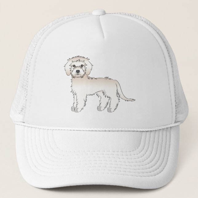 Casquette Mini Goldendoodle crème Chien de dessin animé mign (Devant)