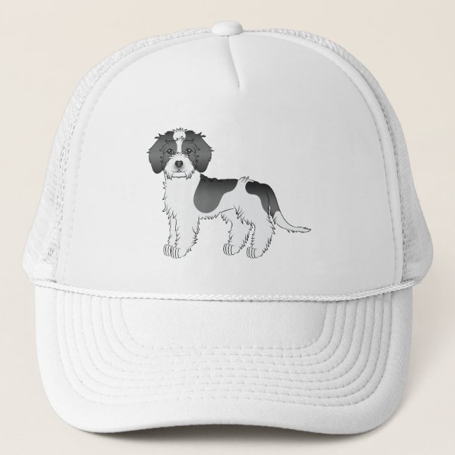 Casquette Mini Goldendoodle de couleur parti noir dessin ani (Devant)