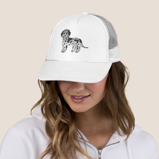 Casquette Mini Goldendoodle Merle Bleu Chien de Dessin Animé (En situation)