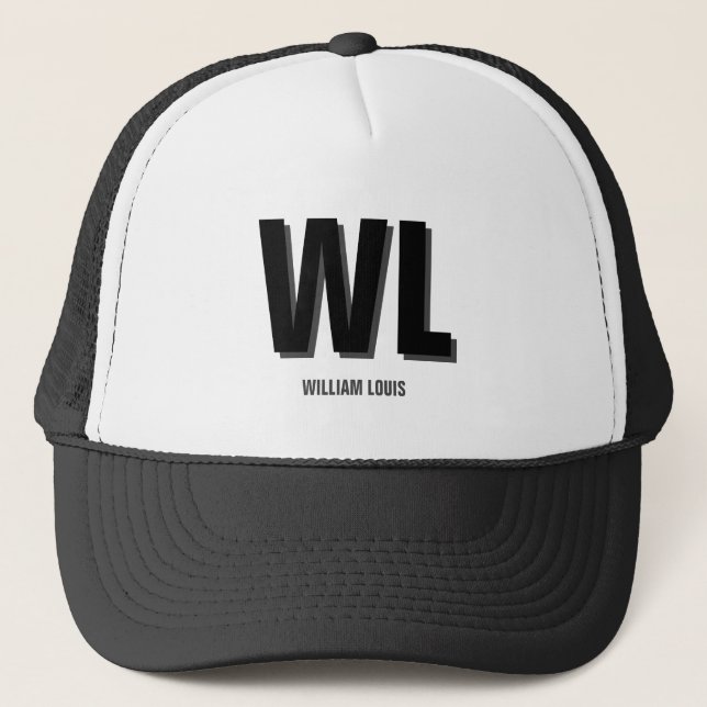Casquette Minimalist Black and Grey Personalized Monogram  (Devant)