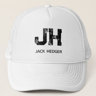CASQUETTE MINIMALISTE NOIR MONOGRAMME À DEUX LETTRES NOM BLA