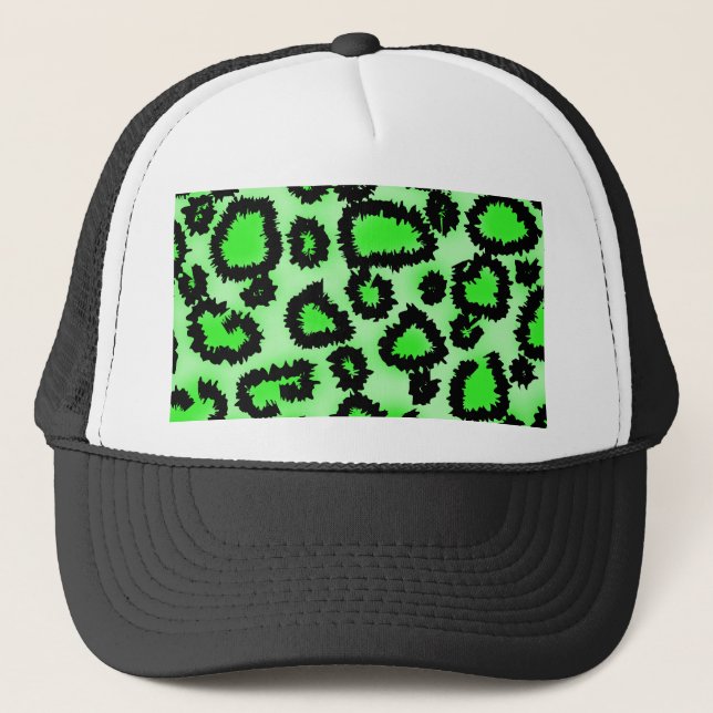 Casquette Modèle d'empreinte de léopard de noir et de vert (Devant)