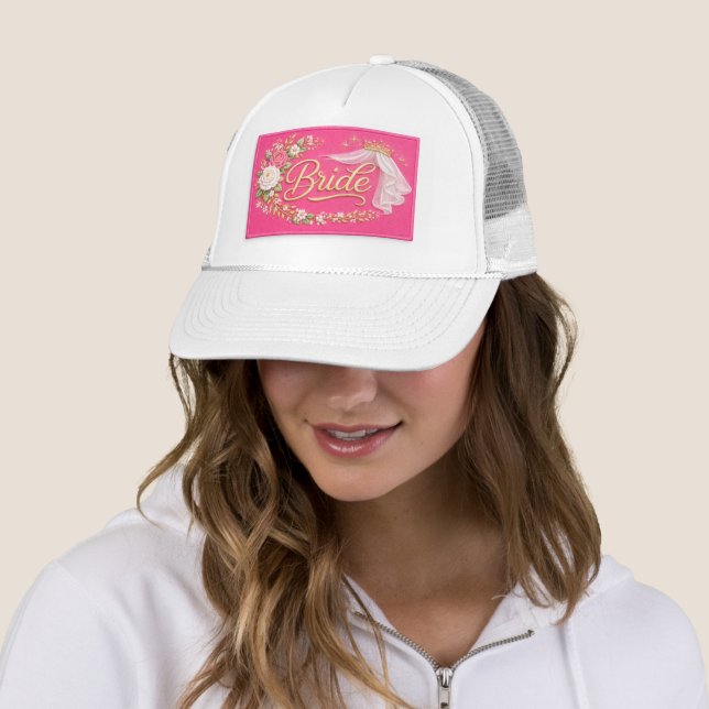 Casquette Modern Bride Embroidered Hat Patch - Hot Pink (En situation)