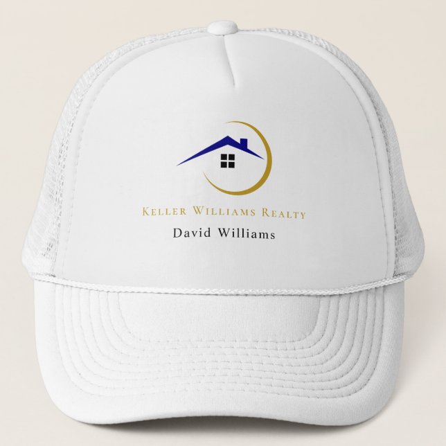 Casquette Modern Real Estate white and gold custom logo  (Devant)