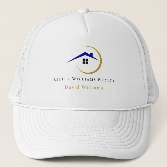 Casquette Modern Real Estate white and gold custom logo  (Devant)