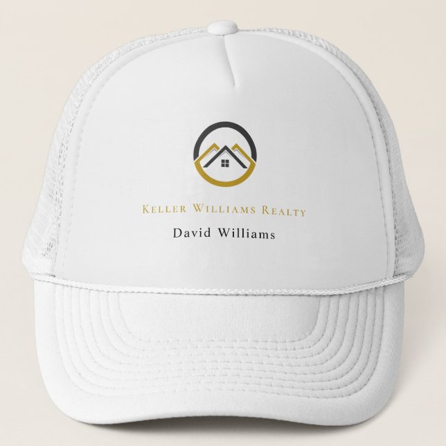 Casquette Modern Real Estate white and gold custom logo  (Devant)