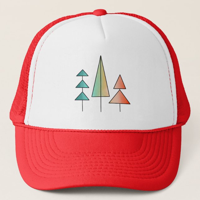 Casquette moderne arc-en-ciel arbres roses sarcelle simple m (Devant)