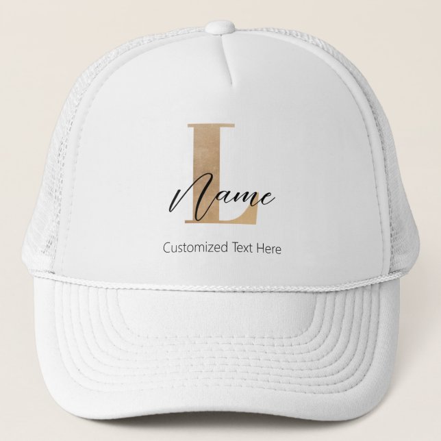 Casquette Moderne Monogramme Initiale L & Nom Personnalisé (Devant)