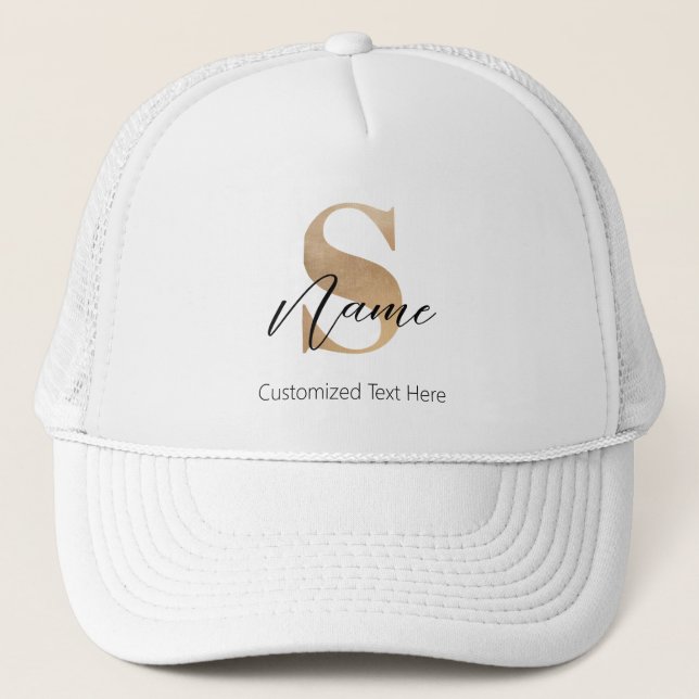 Casquette Moderne Monogramme Initiale S & Nom Personnalisé (Devant)