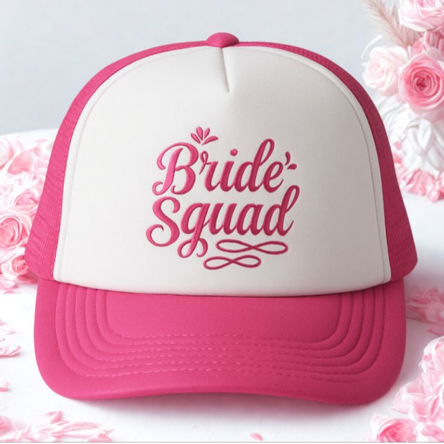 Casquette Moderne Texte Rose Simple Équipe de Mariée Célibat (Modern simple bride squad baseball hat)