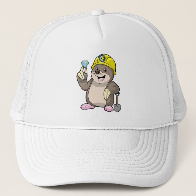 Casquette Mole en tant que mineur avec lunette et diamant (Devant)