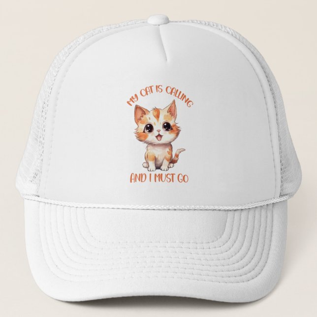 Casquette Mon Chat Appelle Un Chat Orange Cute (Devant)