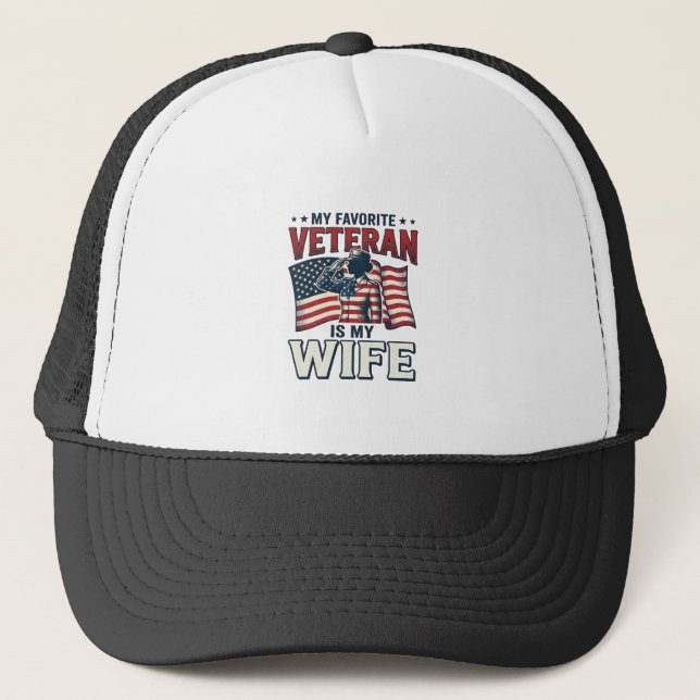 Casquette Mon vétéran préféré est ma femme T-shirt patriotiq (Devant)