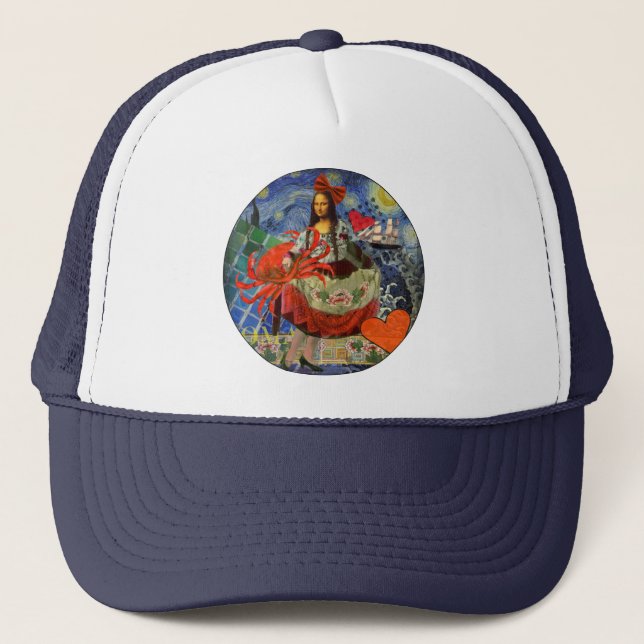 Casquette Mona Lisa Starry Night Collage : surréalisme fanta (Devant)
