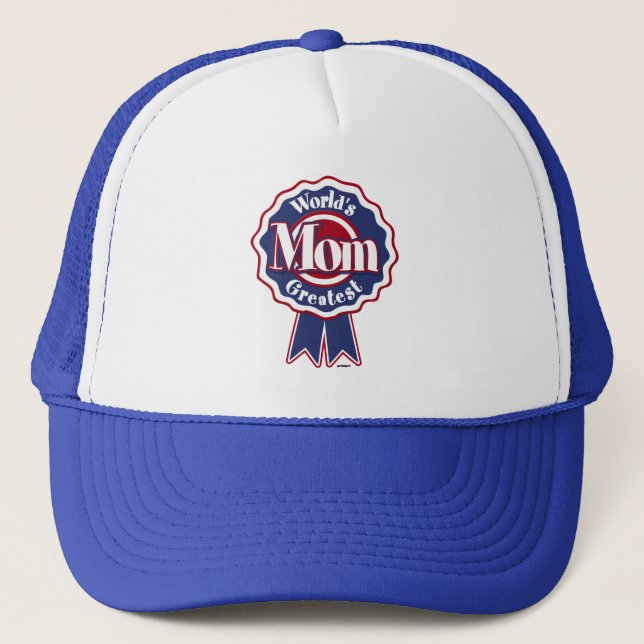 Casquette Monde Meilleure Maman Bleu Ruban (Devant)
