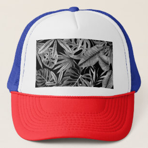 Casquette Monochrome Tropical, Aquarelle Texture Feuille.