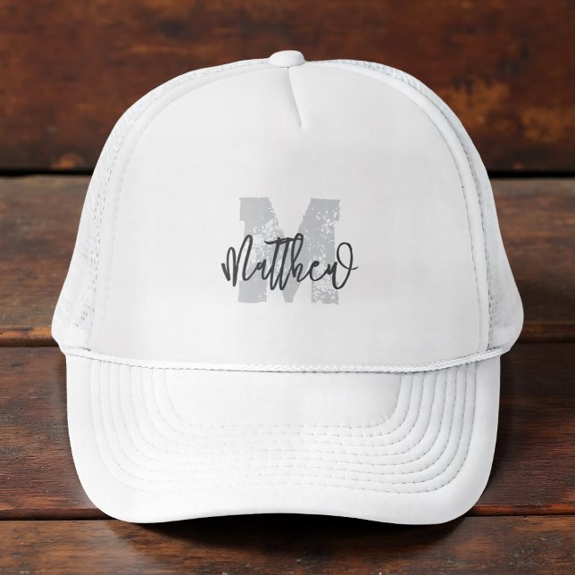 Casquette Monogram Modern Cool Grunge Ajouter Votre Nom (Créateur téléchargé)