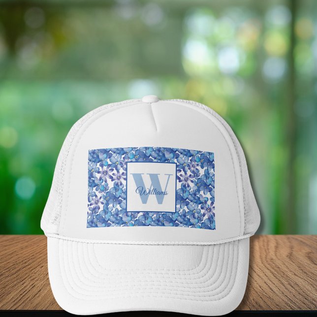 Casquette Monogramme Blue Floral Nom (Créateur téléchargé)