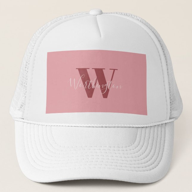 Casquette Monogramme de fille et nom rose roux (Devant)