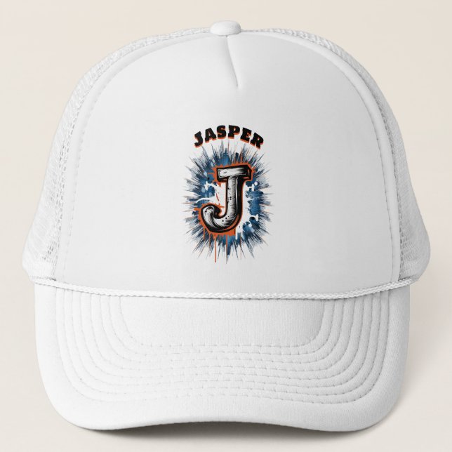 Casquette Monogramme de graffiti urbain "J" personnalisable (Devant)