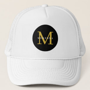Casquette Monogramme d'or Chapeau de camion noir blanc initi