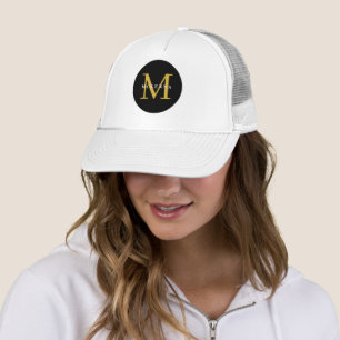Casquette Monogramme d'or Chapeau de camion noir blanc initi