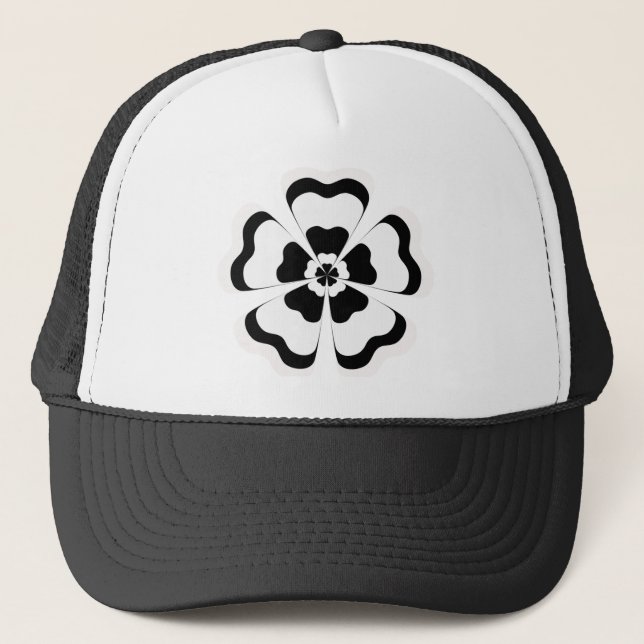 Casquette Monogramme en forme de fleur noire (Devant)