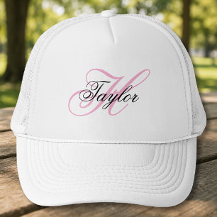 Casquette Monogramme fantaisie noir et rose