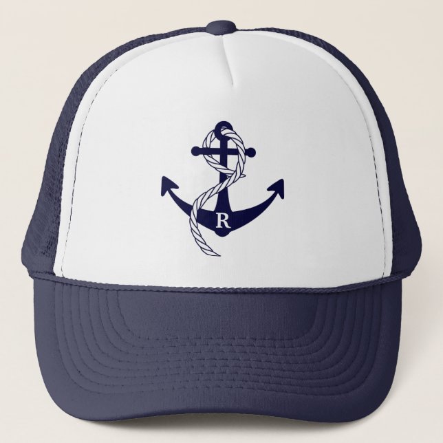 Casquette Monogramme initial personnalisé par Ancre nautique (Devant)