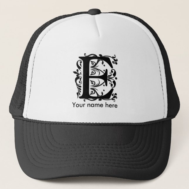 Casquette Monogramme initiale E - style de découpe papier (Devant)