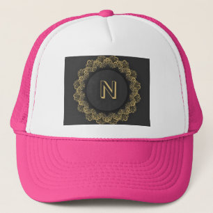 Casquette Monogramme Initiale Lettre N Cercle Couleur Rose C