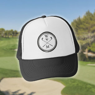 Casquette Monogramme Initiales Golf noir et blanc