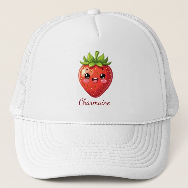 Casquette Monogramme jolie fraise kawaii (Devant)