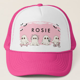 Casquette Monogramme mignon Halloween Fantômes roses Éffraya