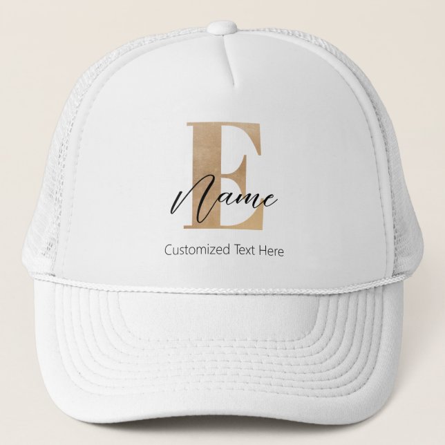 Casquette Monogramme moderne E & Nom initial Personnalisé (Devant)