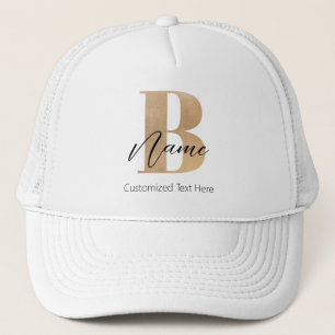 Casquette Monogramme Moderne Initiale B & Nom Personnalisé