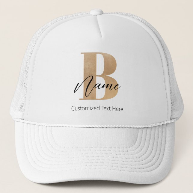 Casquette Monogramme Moderne Initiale B & Nom Personnalisé (Devant)