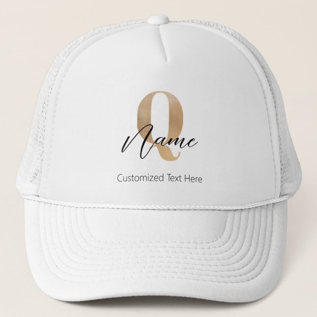 Casquette Monogramme Moderne Initiale Q & Nom Personnalisé (Devant)