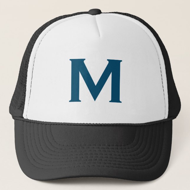 Casquette Monogramme Moderne Simple Classique Bleu (Devant)