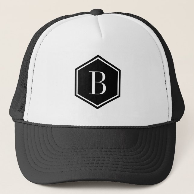 Casquette Monogramme octagon géométrique noir (Devant)