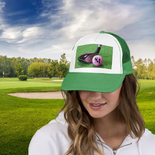 Casquette Monogramme personnalisé Fancy Script Pink Golf Bal