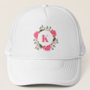 Casquette Monogramme rose et blanc Roses Cercle de couronne