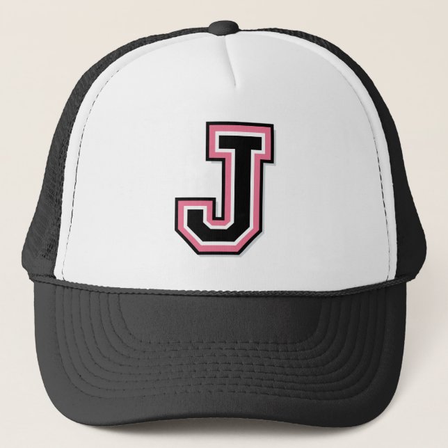 Casquette Monogramme rose "J" (Devant)