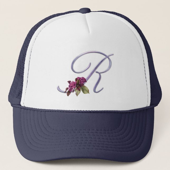 Casquette Monogramme rose R de roses (Devant)
