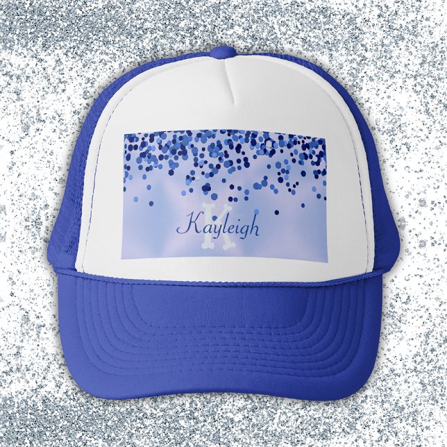 Casquette Monogramme simple en métal brossé bleu et Parties  (Créateur téléchargé)