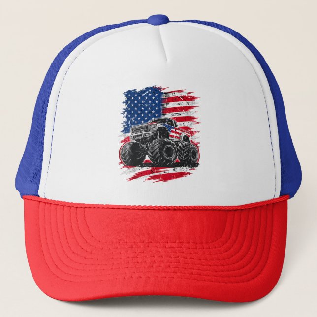 Casquette Monster Truck USA Drapeau américain (Devant)
